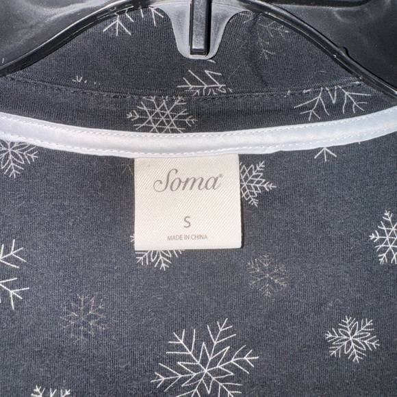 Soma Black Embraceable Snowflake Nightgown Sleep Dress Cotton Modal - Picture 7 of 8